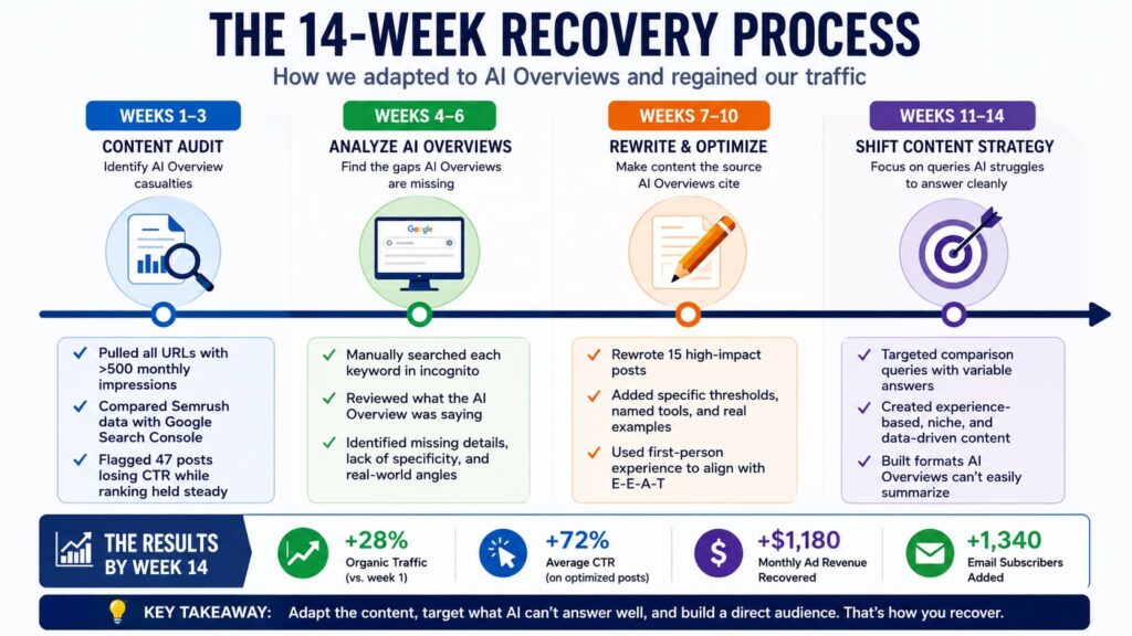 14-week recovery process with key milestones